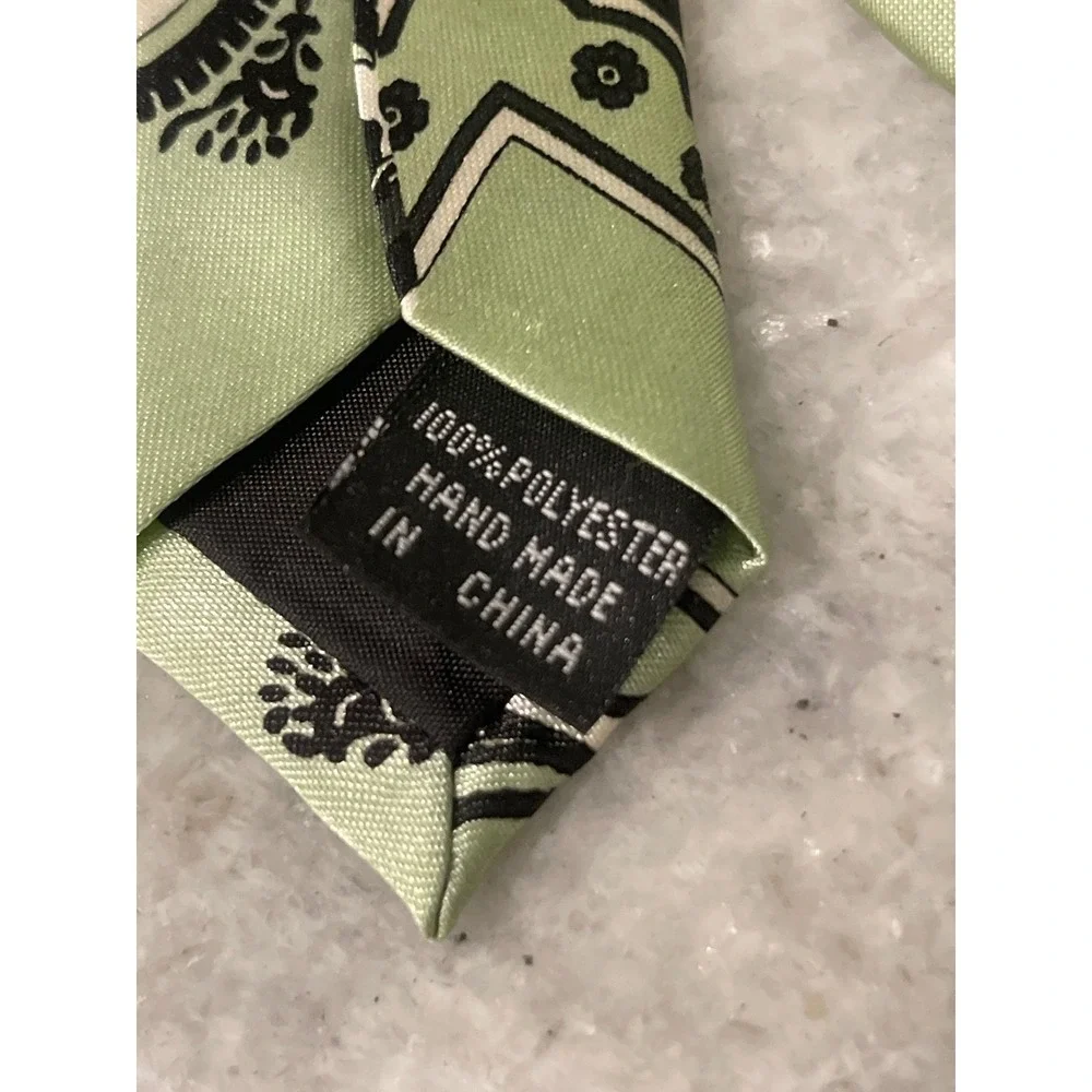 Karl Knox Tie Mens OS Green Paisley Medallion Baroque Formal Hand Made Necktie